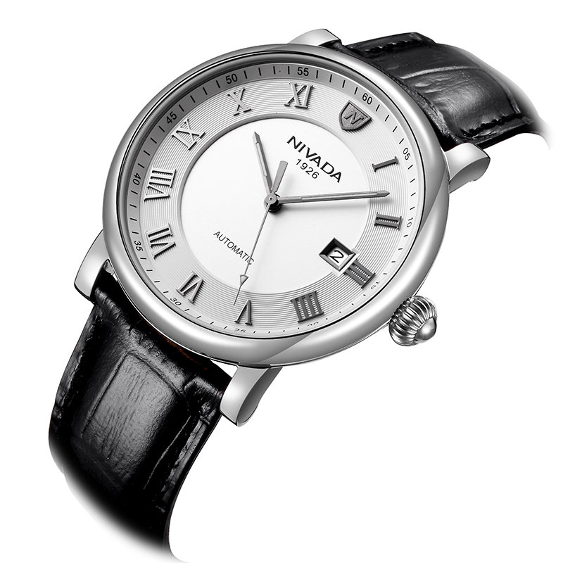 nivada尼维达 全自动机械表商务休闲复古皮带男表 gm6