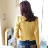 2013春装韩版女装新款时尚机车风修身拉链短款夹克女式小外(黄色 L)