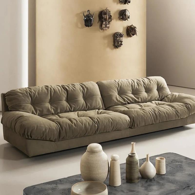 意式极简云朵磨砂布艺简约现代时尚客厅羽绒丝绵柔软沙发24001050750