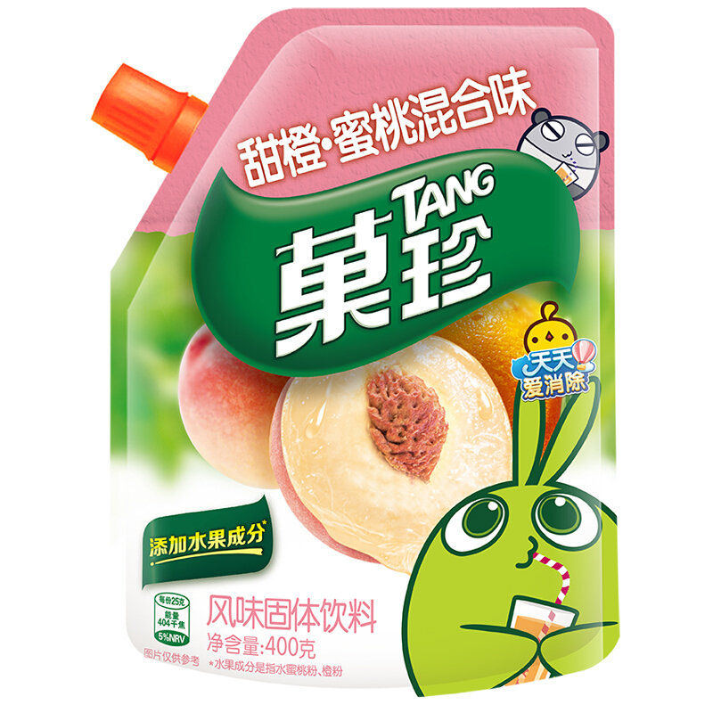 菓珍甜橙蜜桃混合味果珍维c冲饮果汁粉壶嘴装400g速溶固体饮料新老