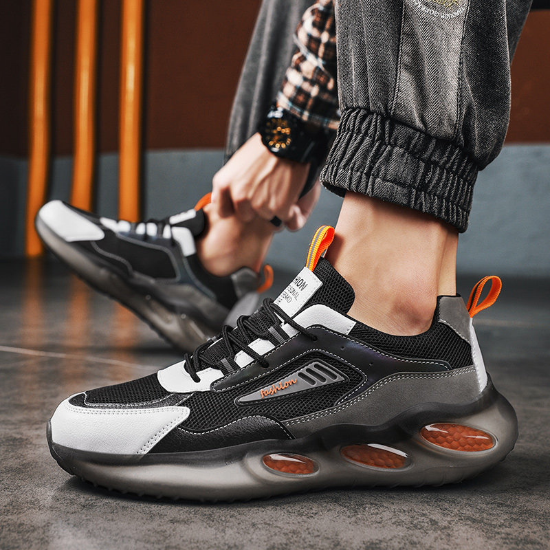 公牛巨人运动鞋男夏季系带男鞋学生时尚潮鞋耐磨防滑运动休闲鞋黑蓝40