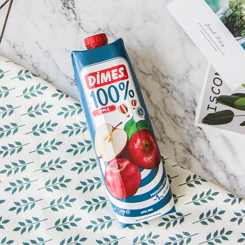 dimes土耳其原装进口果汁饮料100纯果汁迪美汁dimes苹果汁0脂肪1l4瓶