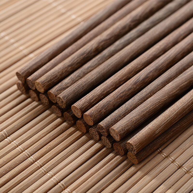 思柏飞 坤甸木平顶款筷子无漆无蜡中式实木快子家用防滑家庭装10双