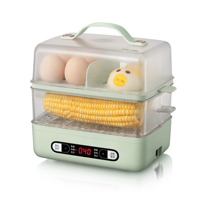 小熊（Bear）煮蛋器 电蒸锅早餐机蒸蛋器煮鸡蛋早餐锅可预约蒸鸡蛋早餐神器双层容量ZDQ-B06E1 浅绿色