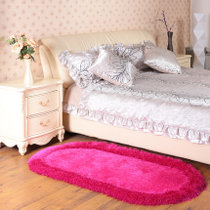 椭圆弹力丝地毯卧室客厅床边地毯【60x110cm】(弹力丝玫红 60x110cm)