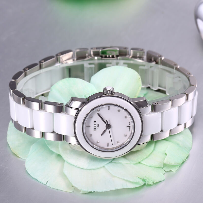 天梭/tissot 瑞士手表 瓷艺系列时尚陶瓷石英女手表t06421022016