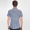 [格斯帝尼]男士夏季新款 拼色格子休闲短袖衬衫13402(-1蓝色 M)