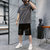 卡郎琪 男士短袖t恤夏季2020新款潮流一套搭配休闲运动套装宽松帅气衣服五分裤短裤(KXP-T269S205深灰 4XL)第3张高清大图