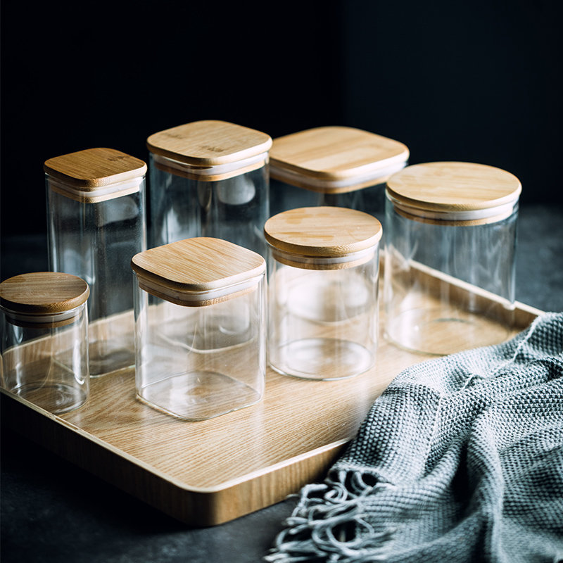 密封玻璃罐食品级透明玻璃瓶带盖大小号五谷杂粮收纳罐储物罐罐子高硼