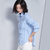 MISS LISA春夏装新款小清新休闲蓝白条纹衬衫立领衬衣长袖K1020(蓝色 XL)第5张高清大图