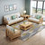 吉木多 北欧实木现代简约组合布艺L字型沙发(胡桃色 1+2+3+长茶几+方几)第4张高清大图