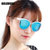 GOLDHUGO太阳镜女2016年新款明星同款时尚偏光驾驶彩膜墨镜5002(蓝琉璃框)第5张高清大图