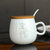 创简坊（CJIANFF） 陶瓷情侣杯马克杯可爱水杯带盖勺早餐杯牛奶咖啡杯子(一家四口+竹盖+钢勺)第5张高清大图