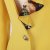 伊若拉新款韩版大花设计燕尾荷叶领边修身短款小西装女士外套 X129(黄色 S)第5张高清大图