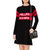 RED VALENTINO女士黑色红色白色logo条纹长袖连衣裙DTM-0NOM码黑 时尚百搭第4张高清大图