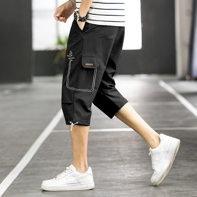卡郎琪 2020年夏装韩流风格特惠新品时尚运动休闲系列舒适潮男式七分短裤 KXP-K166(黑色 XL)