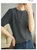 蒂克罗姆曲珠条纹半高短袖针织衫(黑色 XL)第2张高清大图