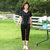 寻蔻妈妈夏装套装大码中年女装短袖休闲运动服时尚薄款两件套(黑色 XL)第4张高清大图