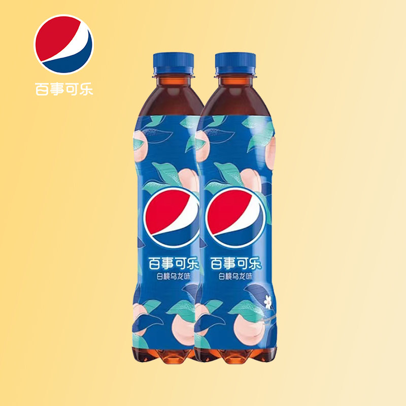 百事可乐太汽系列白桃乌龙味汽水600ml4瓶碳酸饮料饮品百事可乐无糖