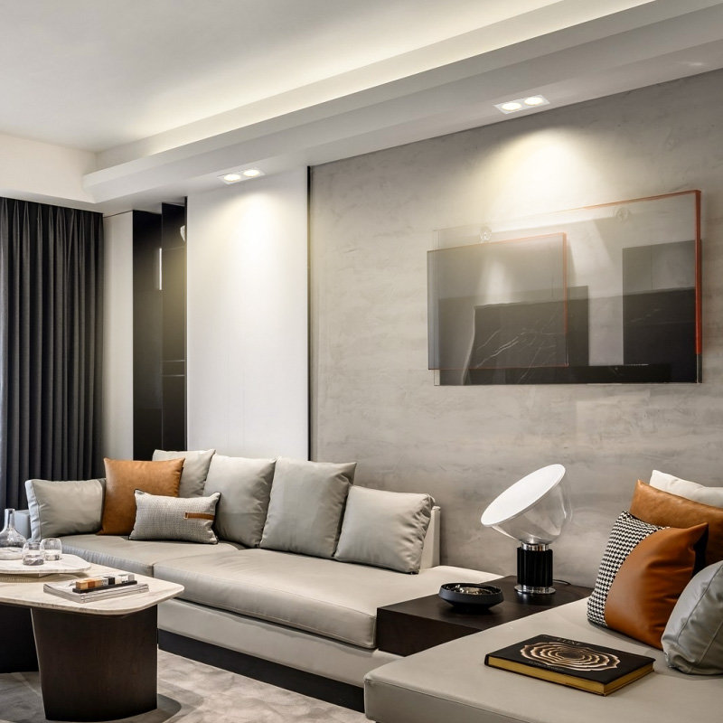 双头筒灯led天花灯嵌入式格栅吊顶斗胆灯射灯10x20长方形孔灯黑色白色