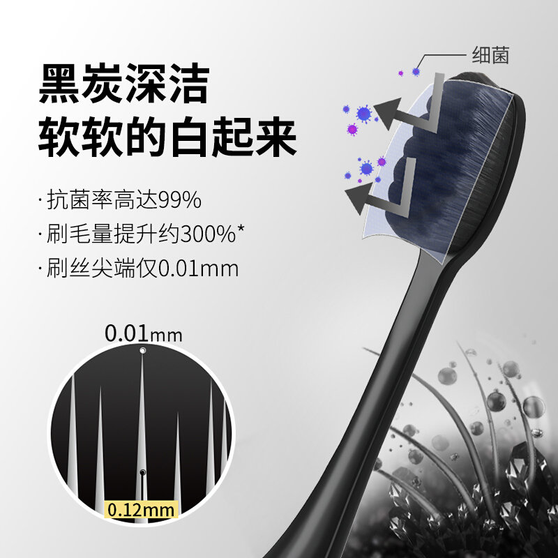 幸福草10000万毛软毛牙刷深洁型2支装高效清洁烟茶咖啡渍等牙垢