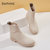 达芙妮切尔西短靴女靴子2021新款春秋单靴秋季薄款中筒白色瘦瘦靴(米色 37)第9张高清大图