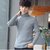 高领毛衣男修身韩版圆领针织衫冬季学生青少年线衣MLS-17019(藏青色 M)第4张高清大图