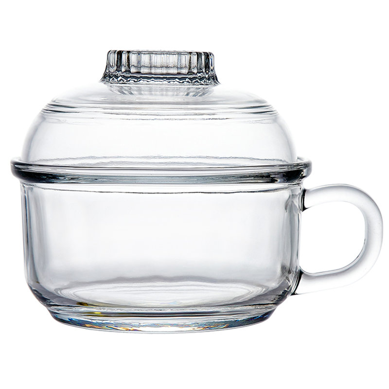 青苹果国美好货玻璃泡面碗学生面碗神器带把手1000ml透明色泡面碗新款