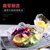 日式金边锤纹玻璃碗水果盘蔬菜沙拉碗盘北欧风家用创意网红甜品碗(金边碗烟灰大号+送2个叉子)第2张高清大图