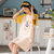 ZHF筑恒丰  纯棉 圆领短袖睡裙B-YJK2901(黄色 XL)第2张高清大图