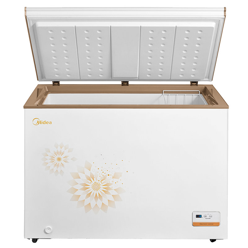 美的mideabdbc303kem303升单门冰柜d速冻系统节能省电时尚金