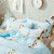 悦洁水洗棉四件套双人床上用品套件床单被套枕套 彩色回忆系列四件套QS 长颈鹿-蓝 1.5-1.8米(默认)第4张高清大图