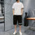 卡郎琪 短袖t恤男夏季新套装印花圆领T5分短裤潮流休闲运动套装男(KXP-T211S235白色 XL)第2张高清大图