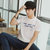 卡郎琪 男士2018年夏季新款短袖t恤 青年韩版圆领半短袖上衣字母图案黑白色体恤潮流上衣(KLQKX-C24白色 XXXL)第2张高清大图