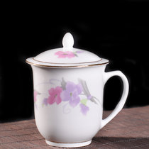 瓷博 景德镇带盖陶瓷杯子复古描金泡茶杯瓷器水杯包邮