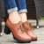 大盛公羊复古系带单鞋 有加棉和单鞋款两个款式 日常休闲女鞋DS738(棕色加棉 37)第3张高清大图