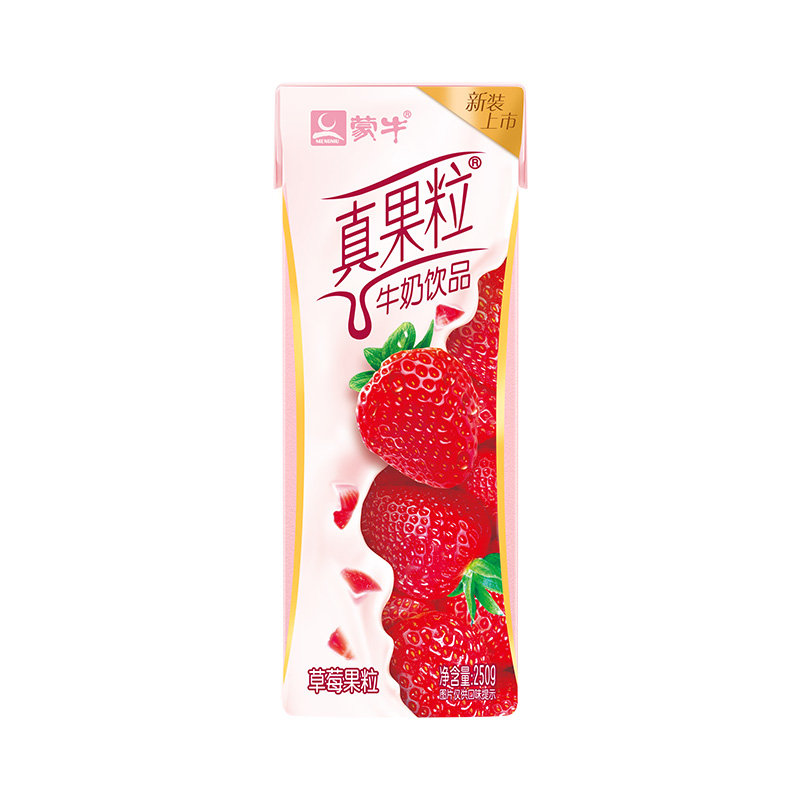 蒙牛真果粒牛奶饮品水果风味草莓味250g12盒4月