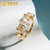 国美黄金 925银珍珠 QUEEN系列戒指（金色花瓣款）2103K096第2张高清大图