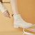 达芙妮切尔西短靴女靴子2021新款春秋单靴秋季薄款中筒白色瘦瘦靴(米色 35)第3张高清大图