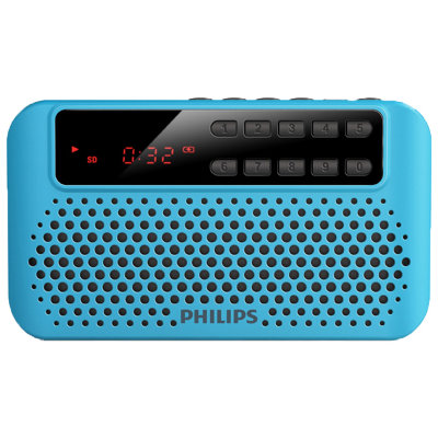 飞利浦/Philips SBM120插卡音箱 收音机 MP3音乐播放器 迷你音响(蓝色)
