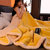 毛毯A牛奶绒B贝贝绒加厚保暖办公室午睡毯盖毯宿舍单人毯子(姜黄)第3张高清大图