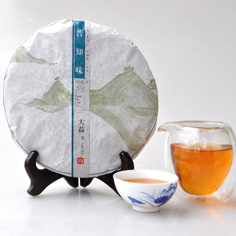 大益普知味普洱茶生茶云南七子饼茶2014年1401批357g