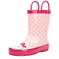 粉色kt猫儿童雨鞋雨靴女童橡胶保暖防滑水鞋 韩国kitty猫雨鞋粉色水套春秋款(手提款 35码（内长23.3cm）)