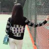 as安都2013秋新款女装韩版几何对称花纹套头毛衣9355232m(黑色 S)