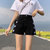 新款牛仔短裤女夏学生韩版宽松黑色热裤高腰松紧阔腿裤子女士(25 6013浅蓝【高品质】)第3张高清大图