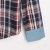 安都韩版衬衫女长袖牛仔格子拼接口袋修身衬衣9251217(枣红格子 S)第5张高清大图