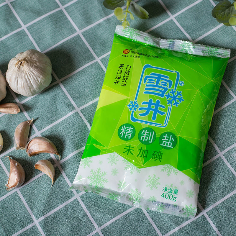 雪井精制食用盐家用调味料加碘无碘食盐加碘6包雪井盐400g