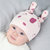milkyfriends春秋宝宝奶牛帽子婴儿胎帽新生儿睡眠帽套头帽三角巾(奶白色（单帽） 均码（38-44CM）)第4张高清大图