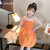 CaldiceKris（中国CK）女童橘色格子防晒服吊带套装CK-FS3403(120 桔色)第2张高清大图