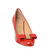 Salvatore Ferragamo红色蝴蝶结罗斯纹漆皮中跟鞋01-B792-592182015红色 时尚百搭第2张高清大图